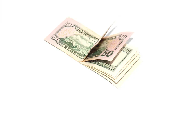 Dinheiro em fundo branco com espaço para cópia, isolar — Fotografia de Stock