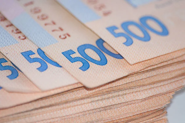 Banknotlar para Ukrayna Grivnası büyük paket, yakın çekim, kopya alanı