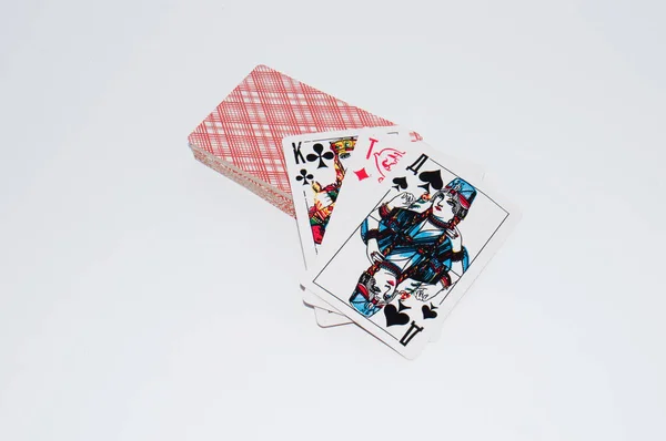 Deck of playing cards on white background — Stock Photo, Image