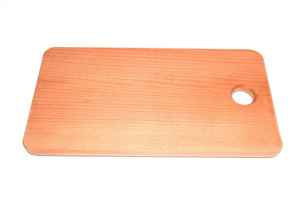 Régi rusztikus, fából készült konyhai vágódeszka elszigetelt fehér background — Stock Fotó