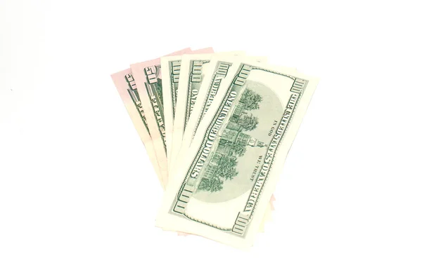 Eine Menge Dollar, amerikanisches Geld auf weißem Hintergrund, isoliert. Konzept Banking und Finanzen — Stockfoto
