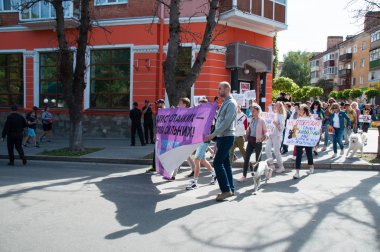 Ukrayna, Chernihiv, 15 Eylül 2019: Hayvan Kısırlaştırma ve Aşırı Maruziyet Merkezlerinin Yaratılması İçin Tüm Ukrayna ve Dünya Hayvan Hakları Yürüyüşü