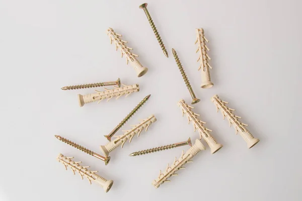 Lot Dowels White Background Top View Pattern — Stock Photo, Image