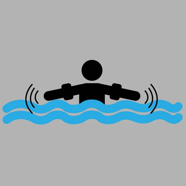 Personensilhouette Mit Wasserflügeln Auf Wellen — Stockvektor