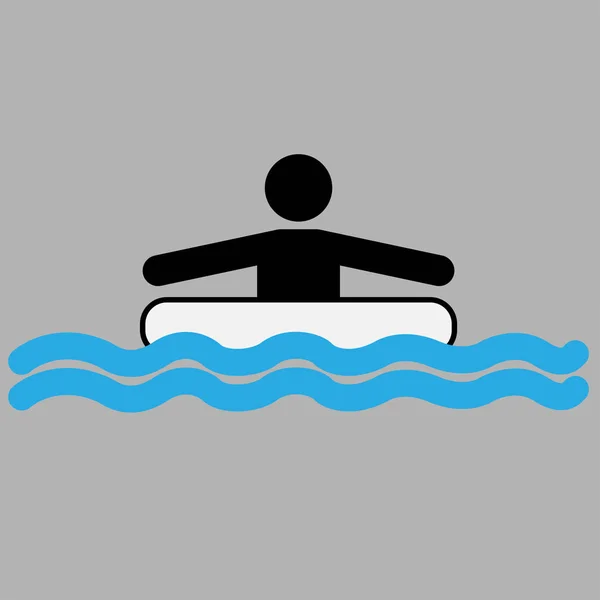 Person Mit Schwimmring Blauen Wasser — Stockvektor