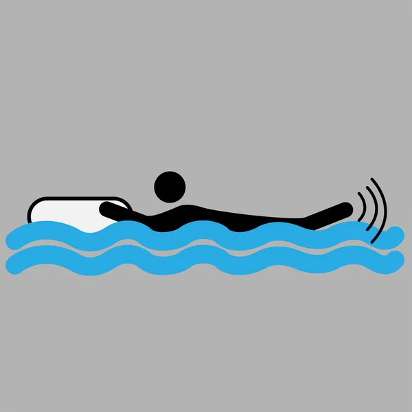 Silhouette Einer Person Die Auf Wellen Schwimmt — Stockvektor