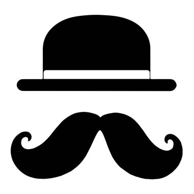 Bıyık ve şapka, adam sembolü, kavramsal vektör