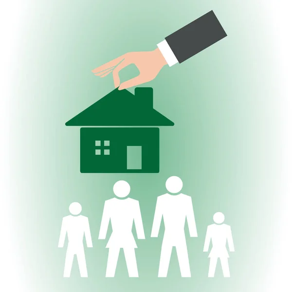 Mão Humana Segurando Uma Casa Para Uma Família — Vetor de Stock