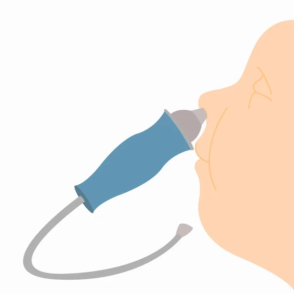 人吸鼻器清洁婴儿鼻子 — 图库矢量图片