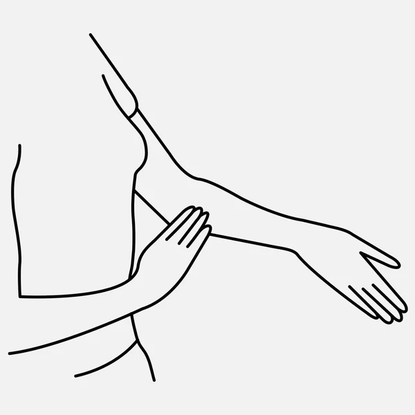 Mulher Massageando Braço Esquerdo Vetor Conceitual —  Vetores de Stock