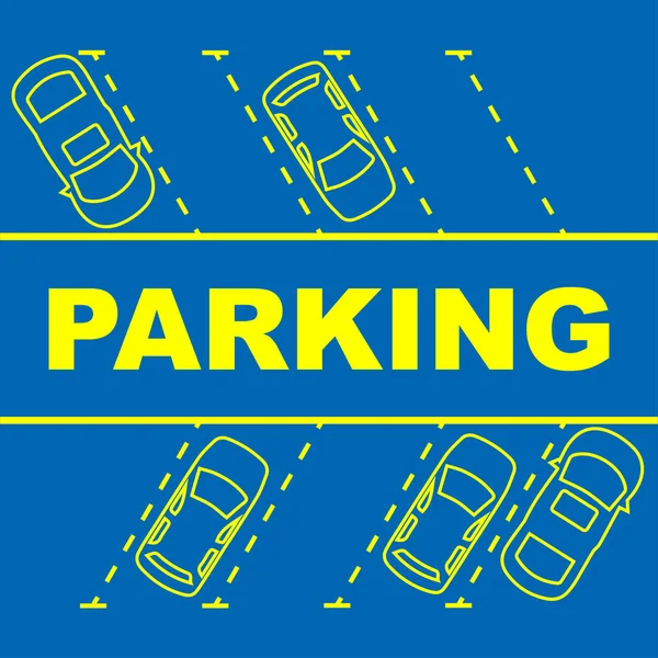 Miejsce Parkingowe Miejsc Zaparkowane Samochody Tekstem — Wektor stockowy