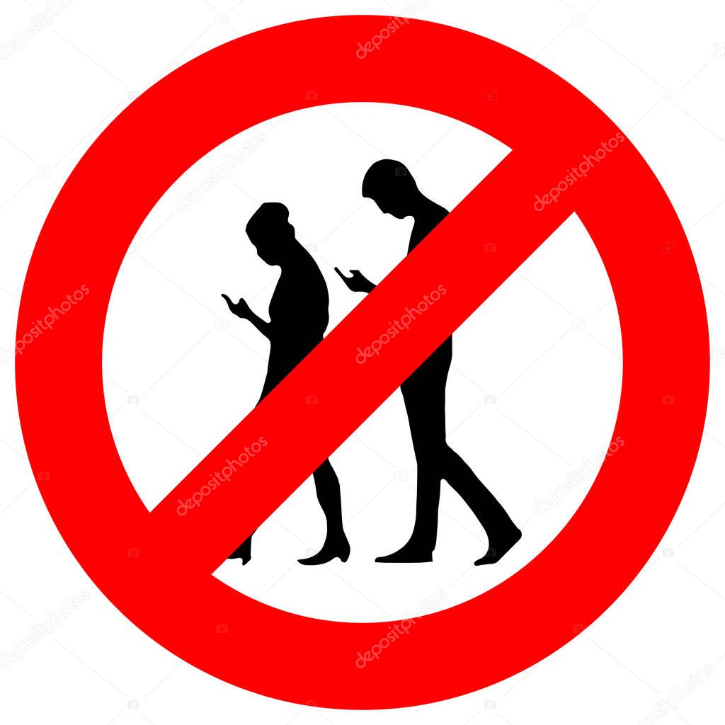 People with mobile phone are not allowed sign