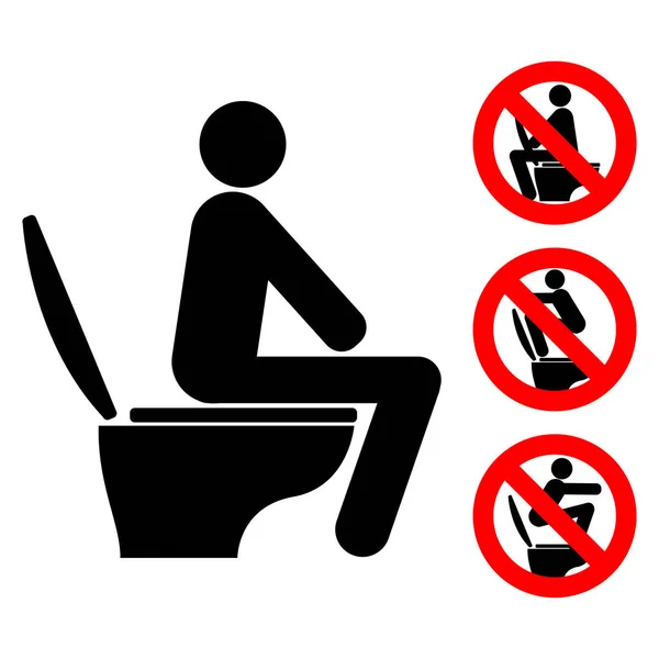 Toujours Asseoir Lors Utilisation Symbole Toilette Les Utilisations Interdites Toilette — Image vectorielle