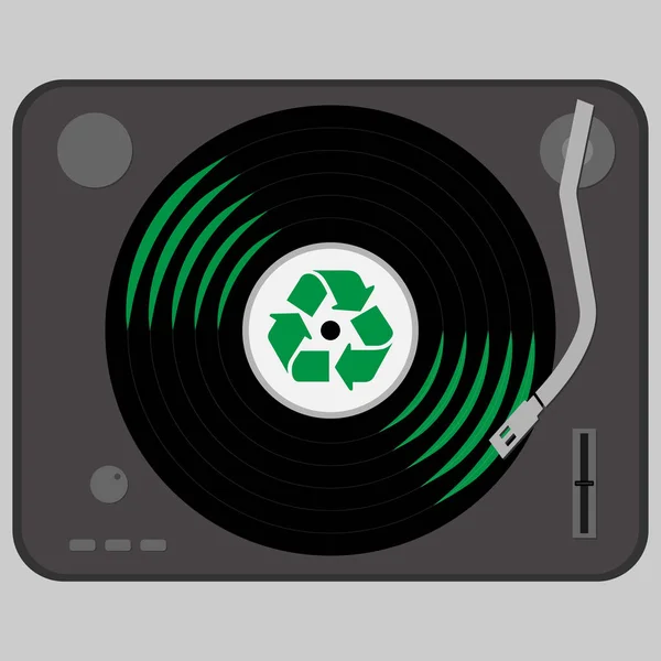 Gramofon Winylu Symbolem Recyklingu Nim — Wektor stockowy