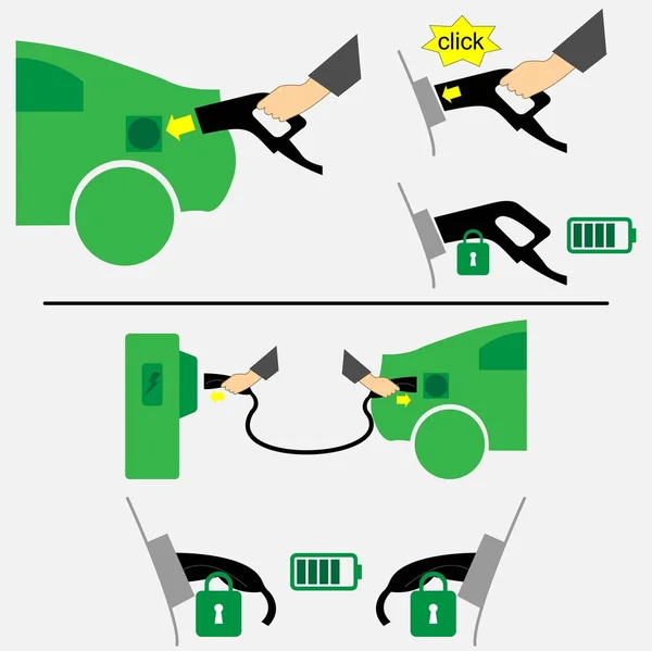 Diferentes Maneiras Carregar Carro Elétrico —  Vetores de Stock