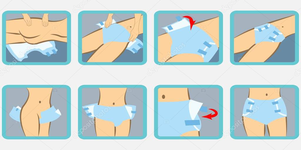 Instructions on how to put adult diapers