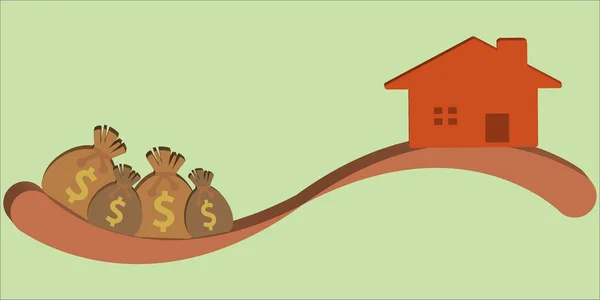 Casa Bolsas Con Símbolo Del Dólar Ellos — Vector de stock