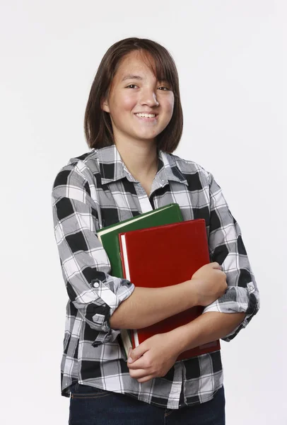 Conceito Foto Educacional Estudante Teanage Com Livros Escolares — Fotografia de Stock