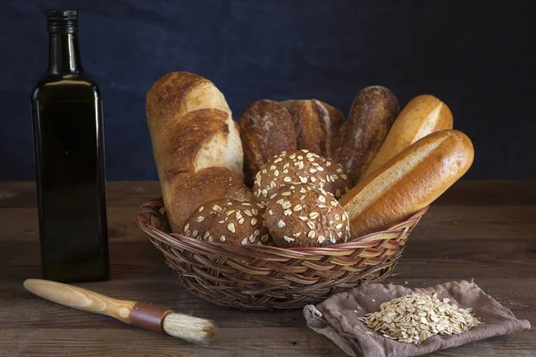 Cesta Pães Variados — Fotografia de Stock