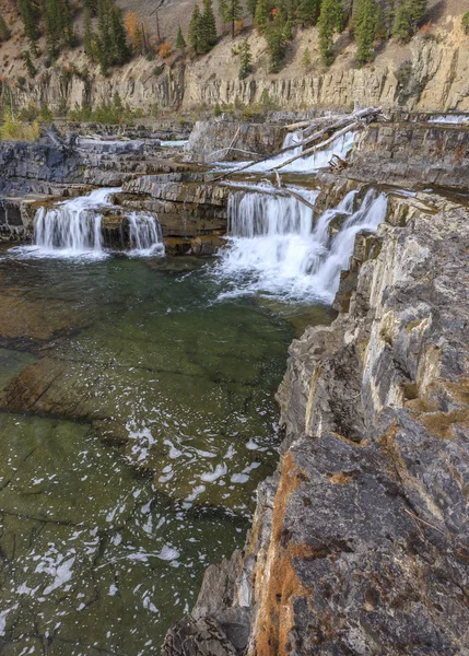 Kootenai Ποτάμι Πέφτει Κατά Διάρκεια Της Χαμηλής Νερού Φθινόπωρο Κοντά — Φωτογραφία Αρχείου