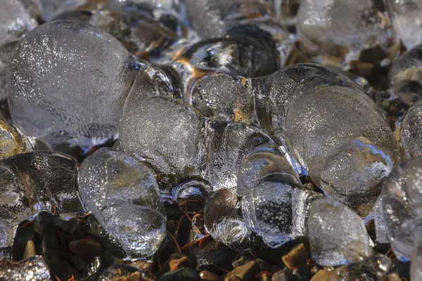 Close Abstract Ice Formations Running Water Winter — Stock Photo, Image