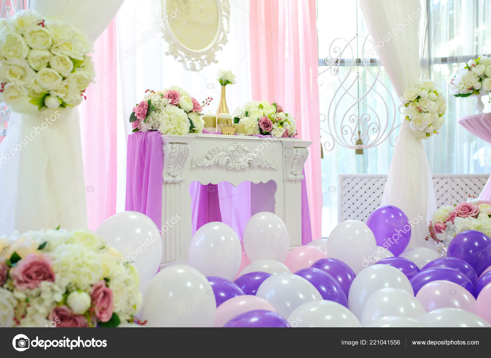 Pink And Purple Balloons Decorations Decoration White Pink
