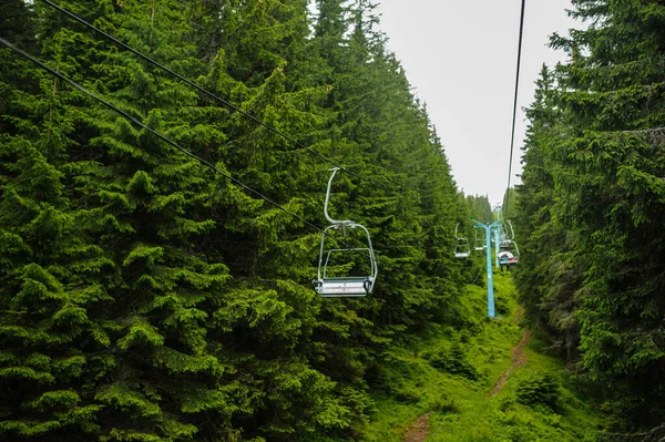 Cable Car Strings Teleferic Green Mountain — Stock Photo, Image