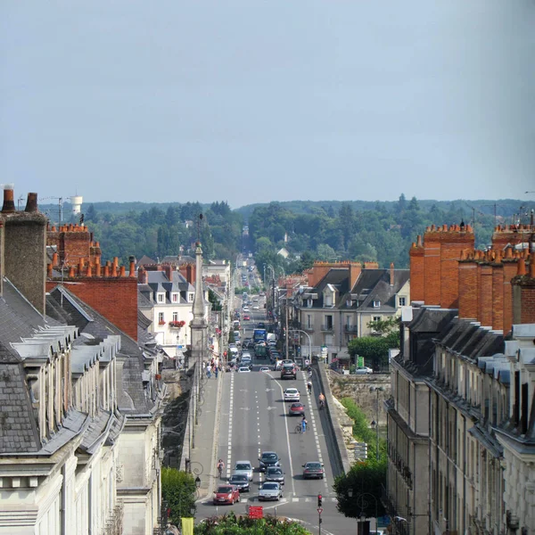 Cidade Blois França Com Vista Sobre Edifícios Lote Rua Carros — Fotografia de Stock