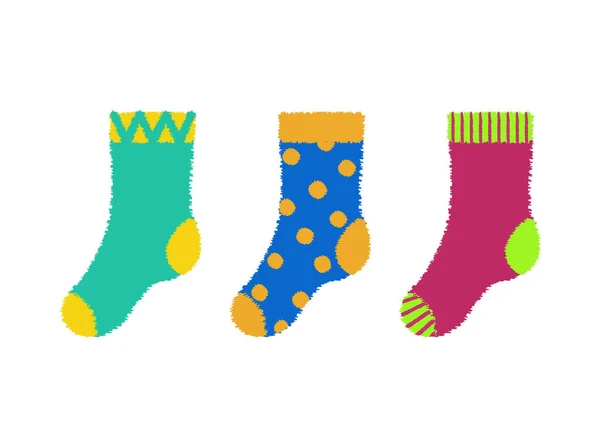 Rvb Base Ilustración Vectorial Del Conjunto Calcetines Coloridos Para Niños — Vector de stock