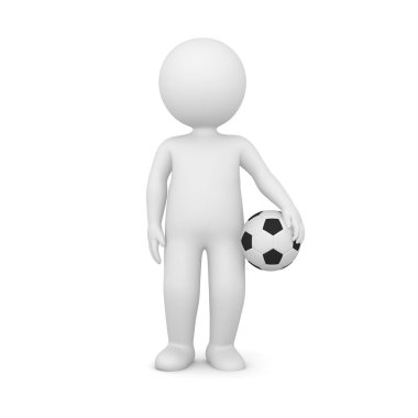 bir futbol topu tutan bir adam 3D render