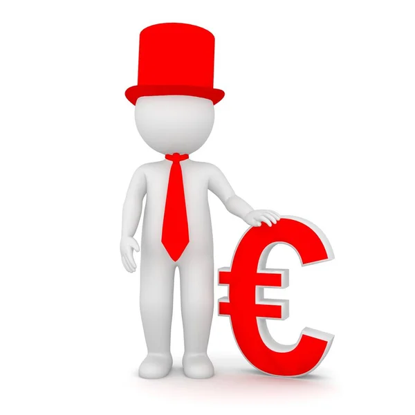 Representación 3D de un hombre sosteniendo un símbolo Euro — Foto de Stock