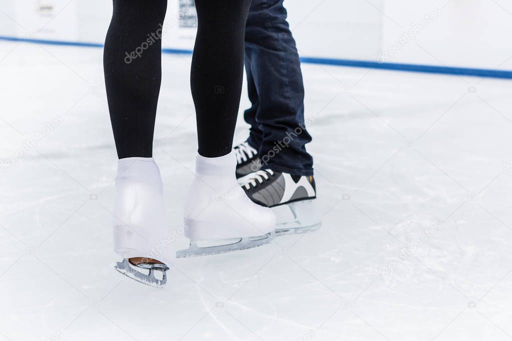 Low section of an ice skater
