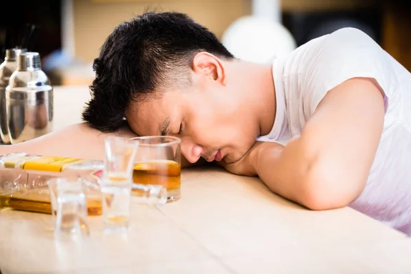 Close-up of a drunk sleeping man — Stock Photo, Image