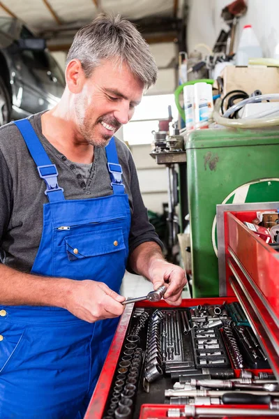 Professional toolbox with modern tools at garage — Stock Photo, Image