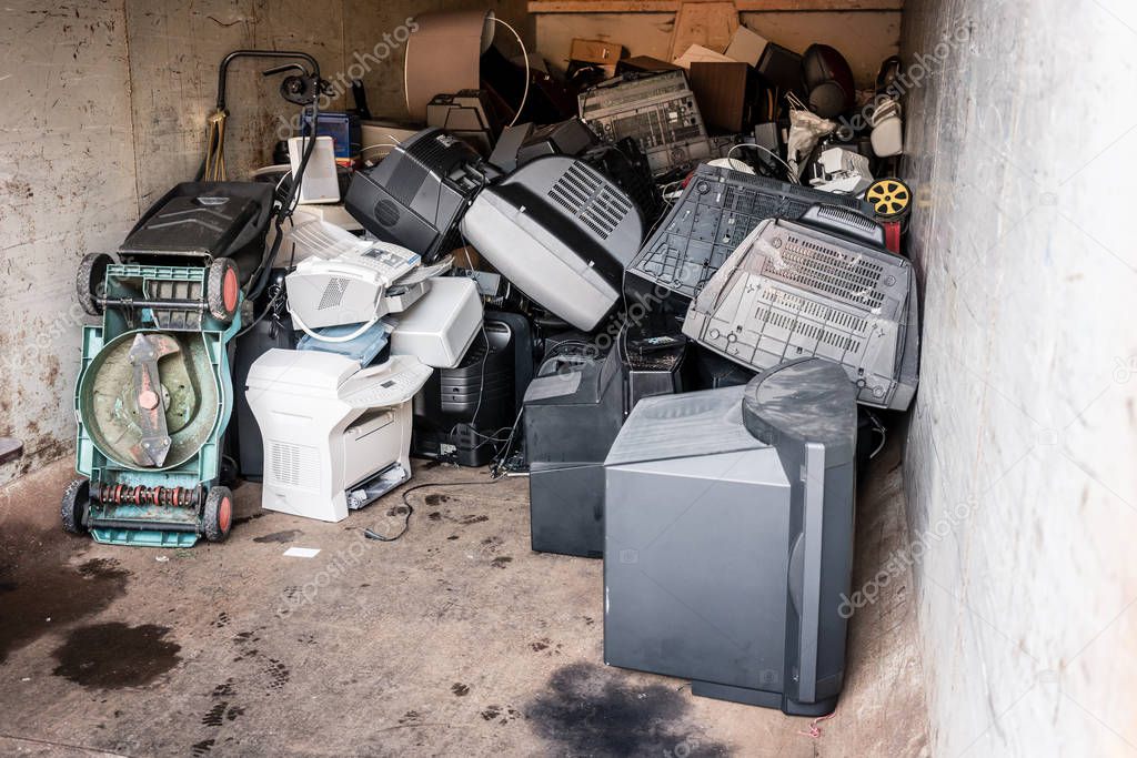 Old electrical appliances waiting to be recycled