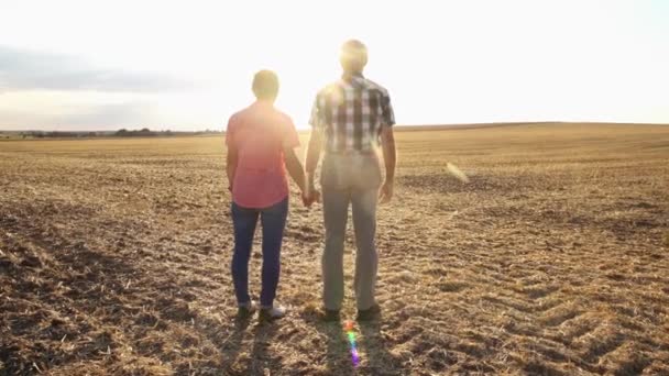 Coppia di uomini e donne anziani che passeggiano la sera — Video Stock