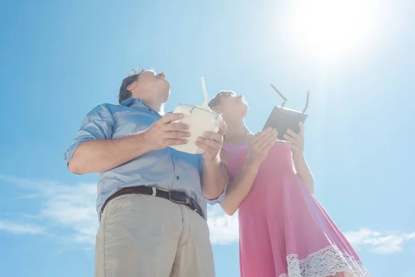 Woman and man operating a drone for a photo shoot — 스톡 사진