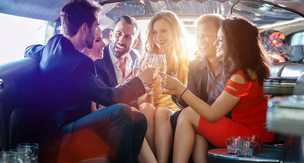 Birthday party in a limo — Stock Photo, Image