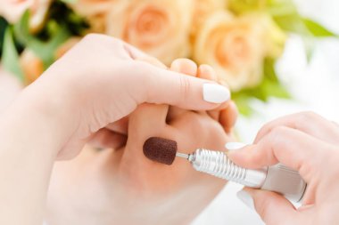 Podiatrist podiatry oturumda müşteri ayakları çalışma