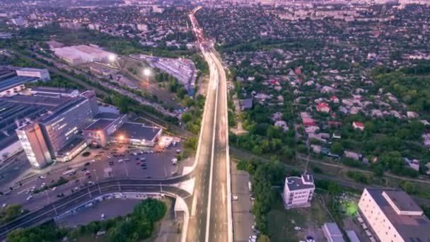 Tidsförskjutning antenn vy till vägbron, Kharkiv — Stockvideo