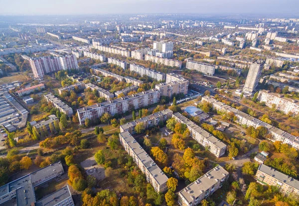 Autumn aerial view to residential area Saltivka in Kharkiv — Stock Photo, Image