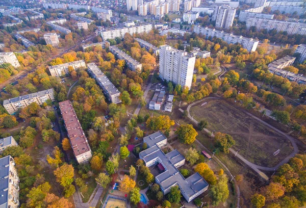 Autumn aerial view to residential area Saltivka in Kharkiv — Stock Photo, Image