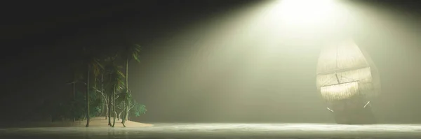Illüstrasyon Denizde Yelkenli — Stok fotoğraf