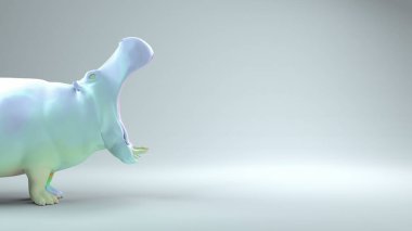 3D illüstrasyon, vahşi hayvan konsepti, su aygırı 