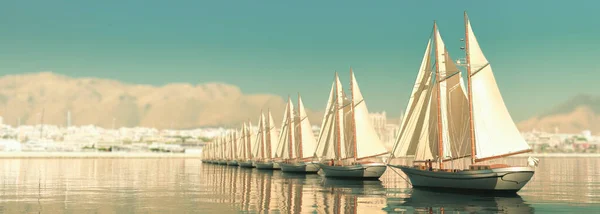 Ilustração Veleiro Navegando Mar — Fotografia de Stock