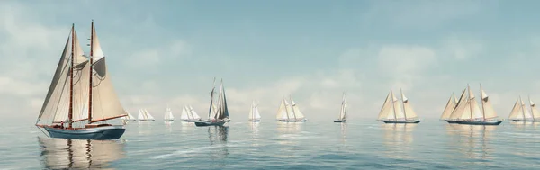 Ілюстрація Вітрильник Плаває Морі — стокове фото