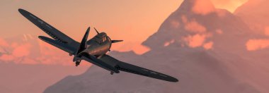 Gökyüzünde eski bir uçağın üç boyutlu resmi