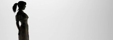 Stüdyoda poz veren 3D illüstrasyon, arka plan modeli