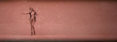 Stüdyoda poz veren 3 boyutlu resim.