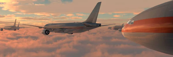 3d illustration of a passenger plane in the sky